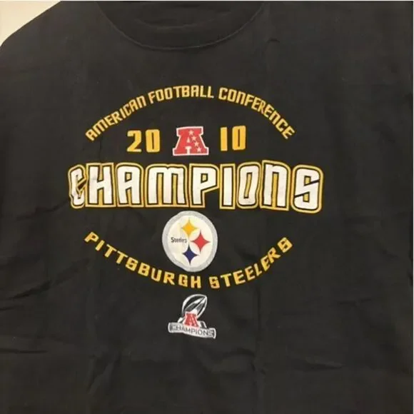 PITTSBURGH STEELERS 2010 AFC CHAMPIONS SIZE MEDIUM T-SHIRT - Picture 2 of 3